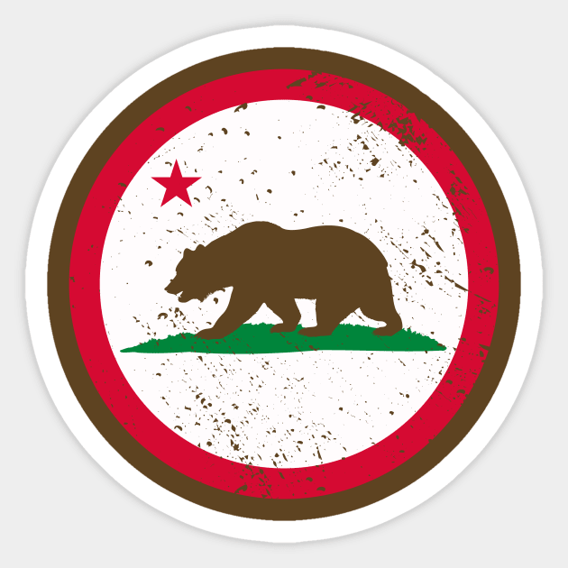 Retro California State Flag // Vintage California Grunge Emblem Sticker by Now Boarding